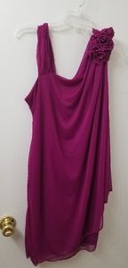 Pink Dress size 14, beaded flowers on shoulder